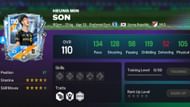 Snippet showing 110 OVR ST Heung-min Son card stats (Image via EA Sports)